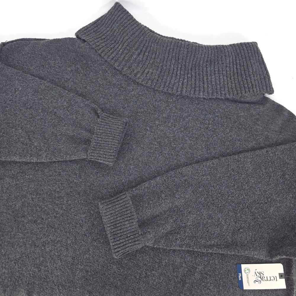 Terra & Sky Women's Turtleneck Sweater 3X Gray Cozy Pullover Normcore Officewear